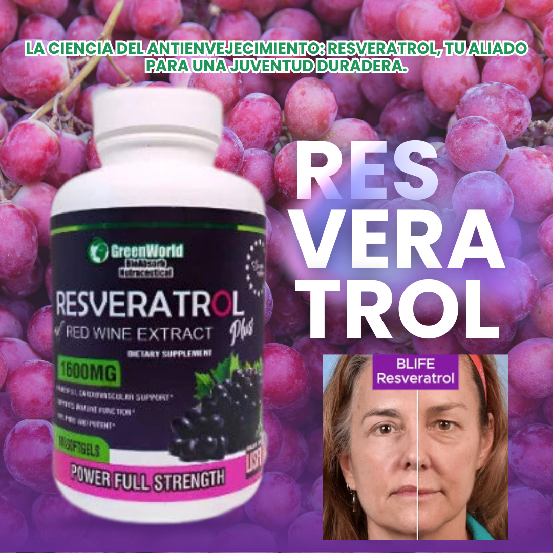RESVERATROL Antienvejecimiento 100% puro 60 Cápsulas