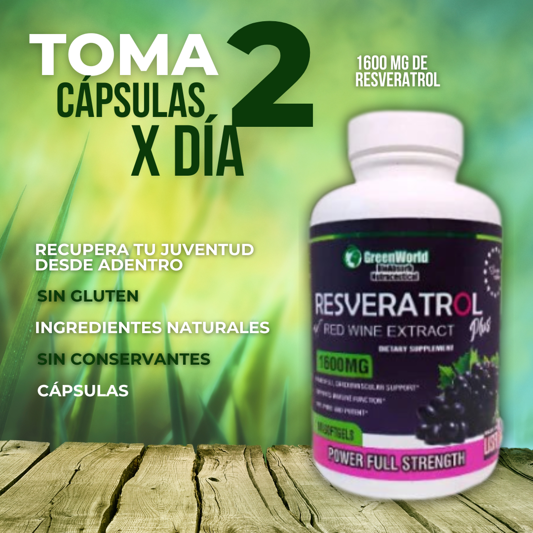 RESVERATROL Antienvejecimiento 100% puro 60 Cápsulas